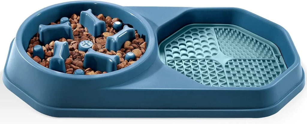 37cm diameter slow feeder dog bowl puzzle mat in blue, green, pink or yellow with non-slip base