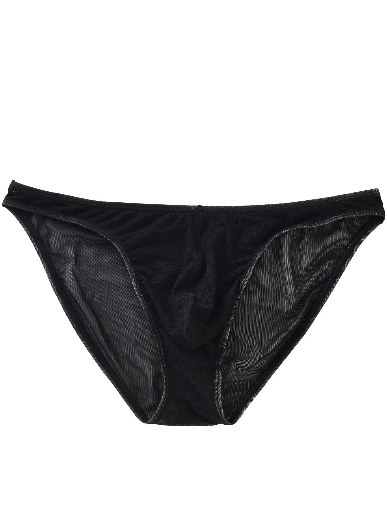 Men's black quick-drying nylon triangle shorts with low-waist design on hanger