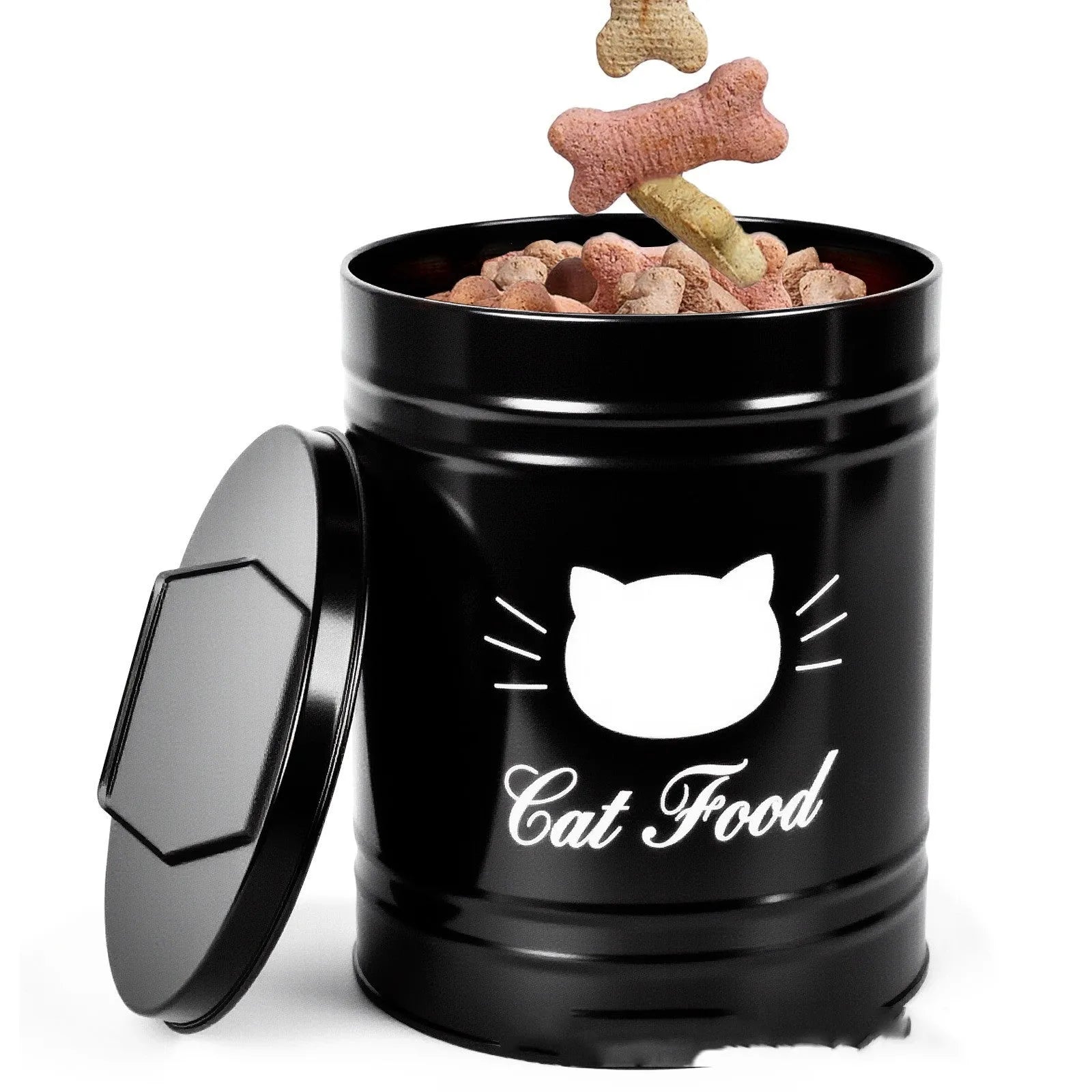 American style round black and white iron sheet storage tin canister with independent inner box.