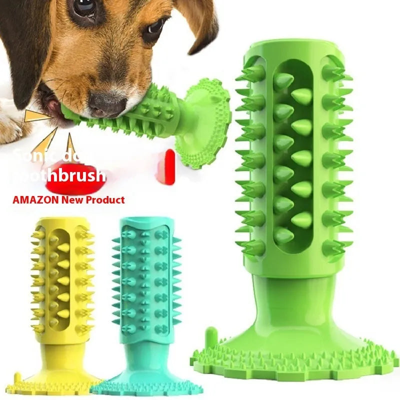 TPR silicone dog molar toy in Cactus Lake Blue colour on white background
