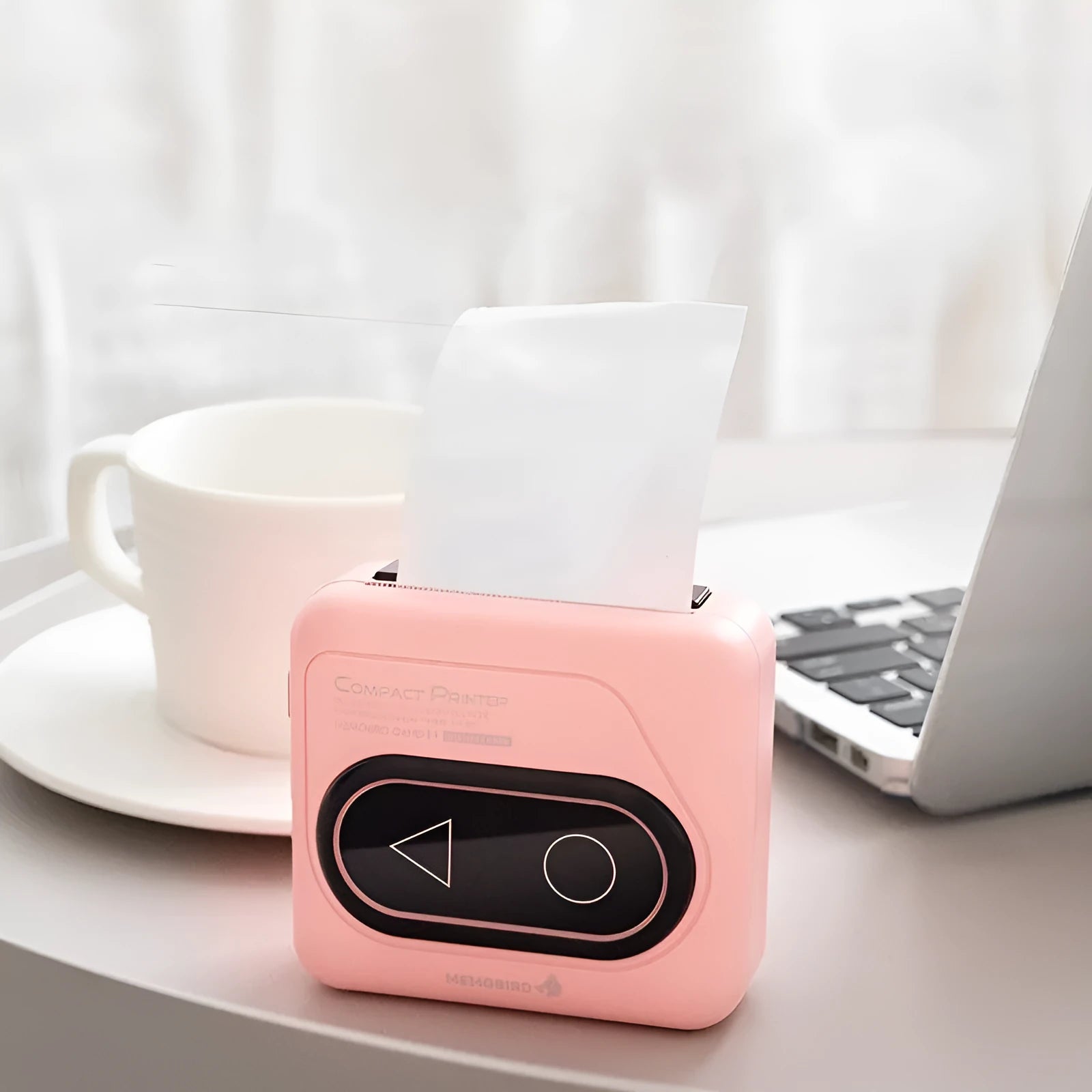 Compact Avocado Green coloured Bluetooth thermal printer for mobile phones with thermal paper and USB cable.