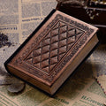 Embossed faux leather A5 notepad with thick 3D cover in bronze or black gold colour