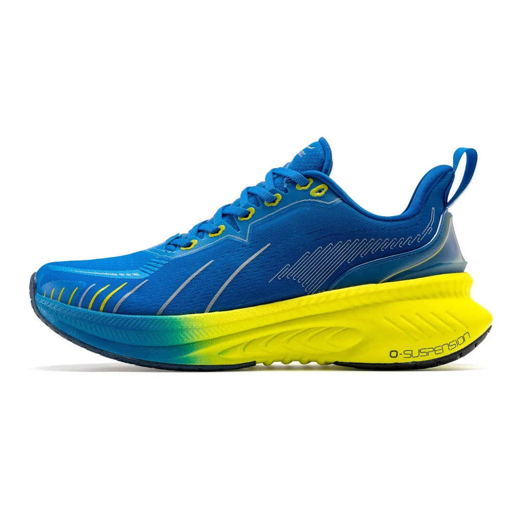 Low-top running shoes with striped pattern, available in multiple colours like black, red, and blue.