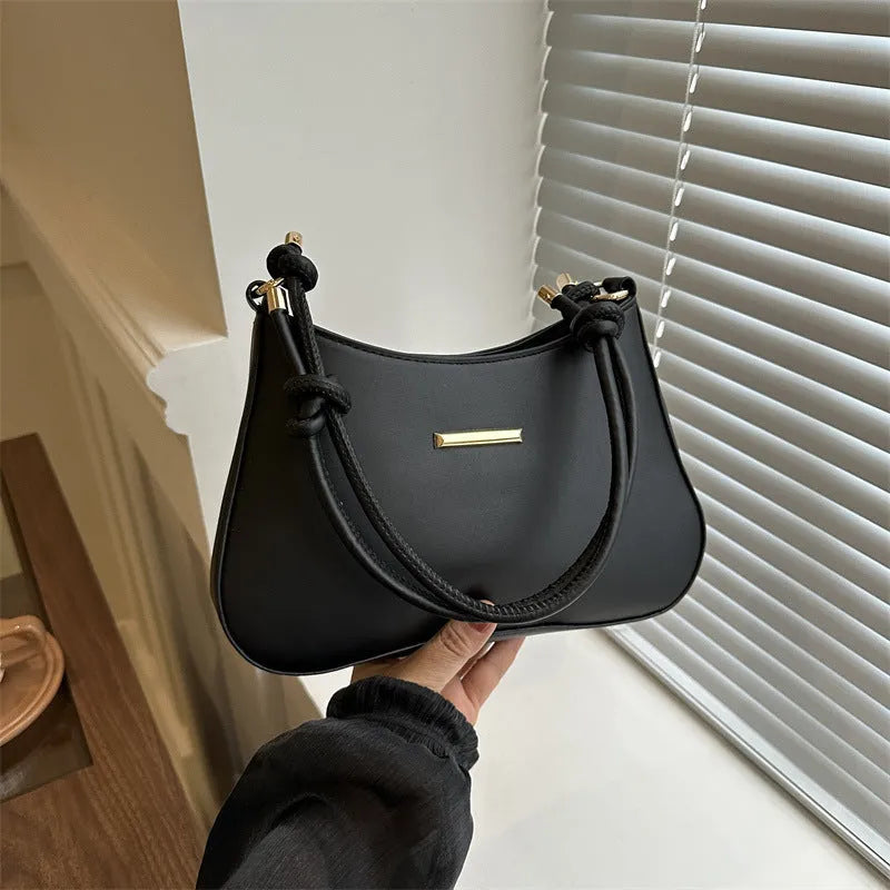 Women's high-end hand-held small square bag in PU leather with horizontal square shape and single shoulder strap