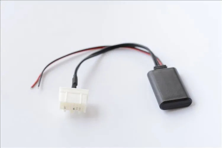 Black JieRui-BT 5908 Bluetooth audio adapter cable for Mazda vehicles with MEDIA key.