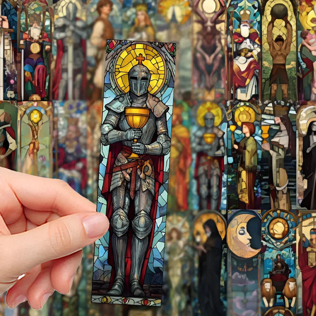 30 painted glass tarot paper bookmarks with cute handmade style designs
