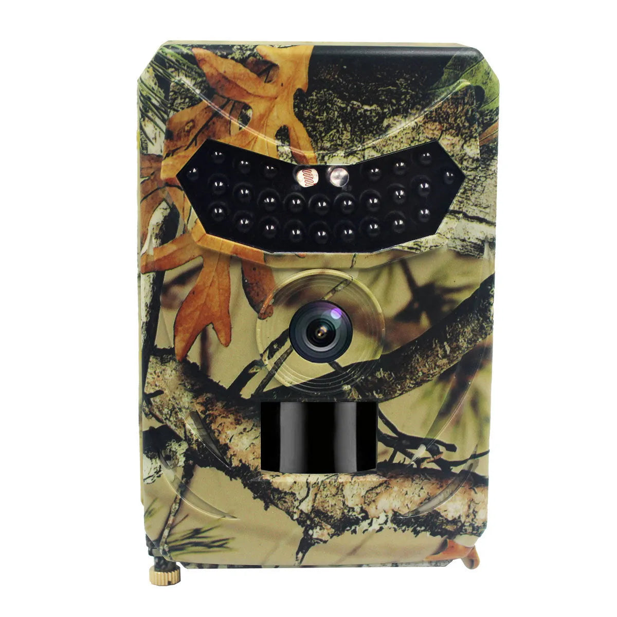 Yellow-brown plastic 16MP hunting game camera with infrared LEDs for night vision