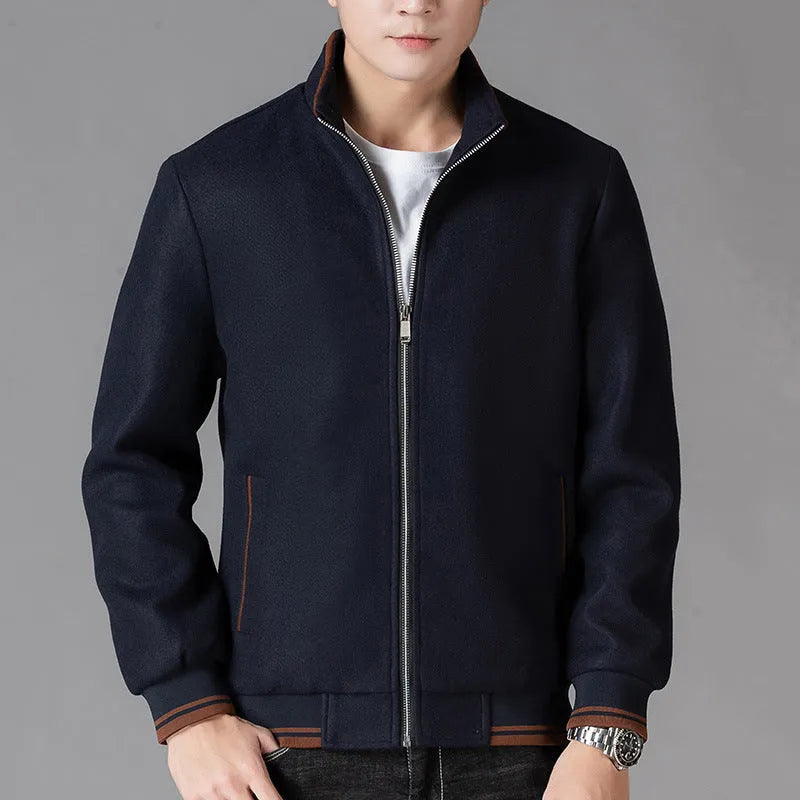 Men's gray fleece jacket sports style with side pocket long sleeves autumn clothing