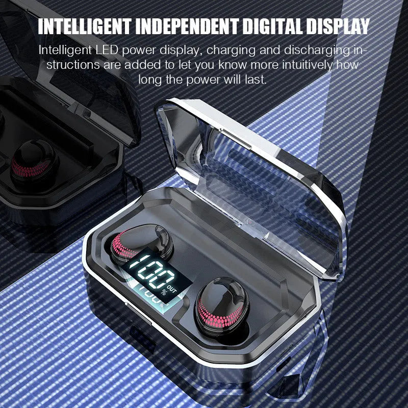 X10 Bluetooth wireless headset with charging case showing black colour option