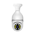 Wireless bulb security camera with plastic and metal housing measuring 5cm by 12cm