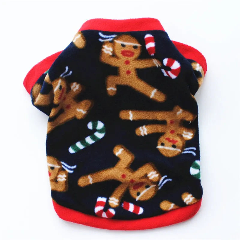 Christmas pet costume in fleece and cotton, available in multiple styles and sizes for small dogs and cats