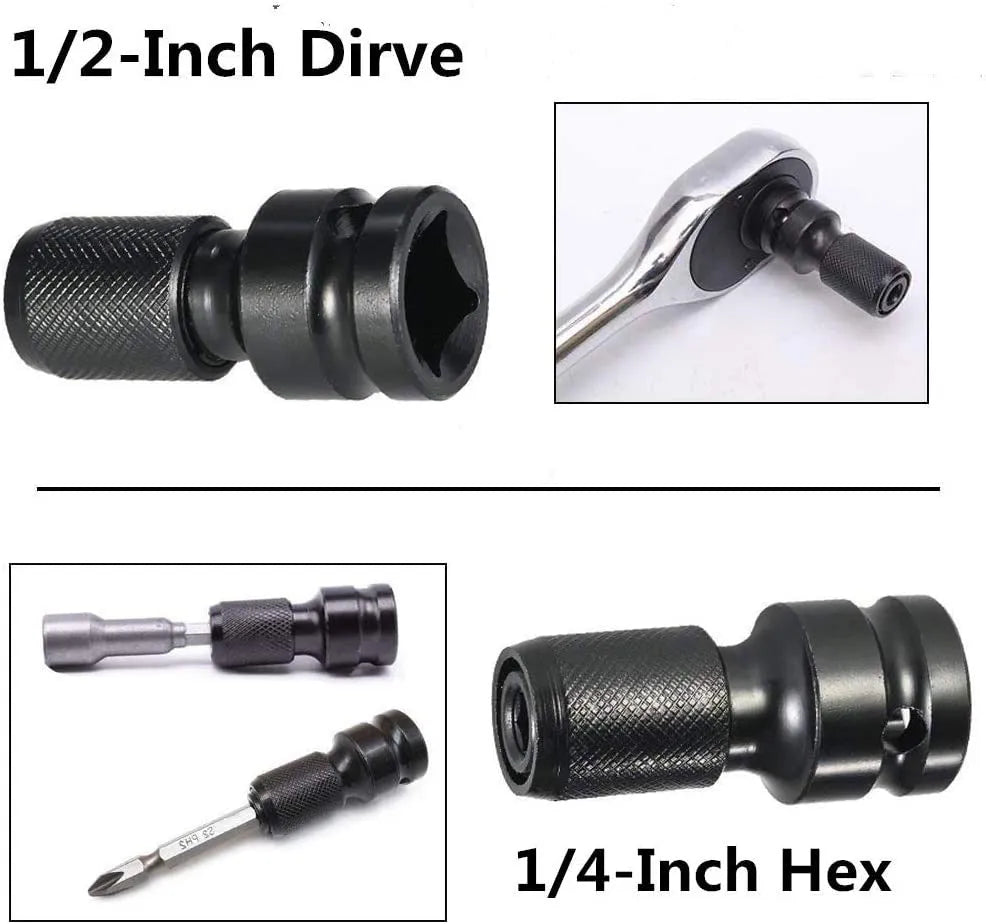 Telescopic scaling bit holder adapter for electric wrench drive conversion