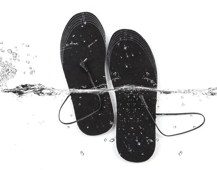 USB rechargeable heated insoles with three temperature settings and full-foot heat coverage