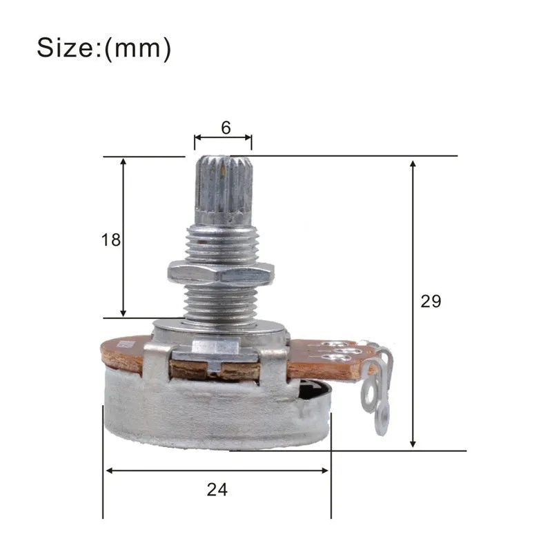 Metal electric guitar potentiometer knob for volume and tone controls