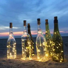 Flexible copper wire LED string lights with bottle stopper for wine bottle decorations