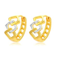 Gold geometric hollow-out earrings with alloy construction and colour separation clip