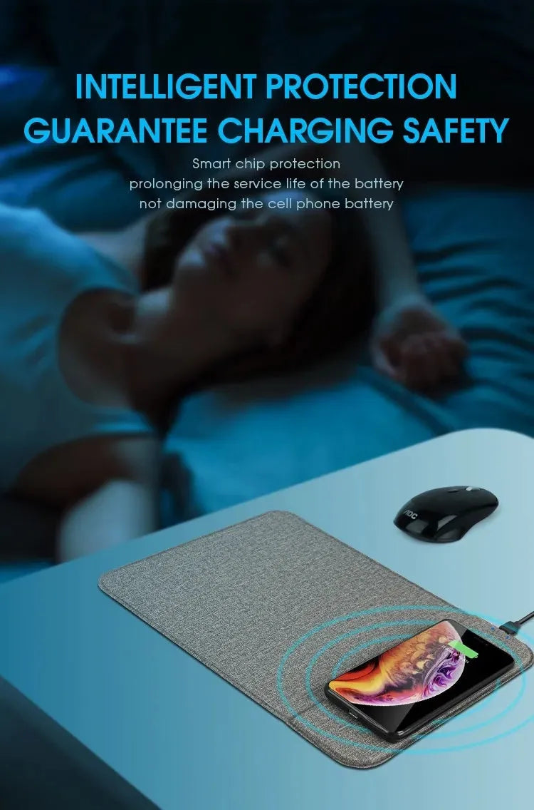Foldable cloth phone holder wireless charging pad for smartphones on a desk