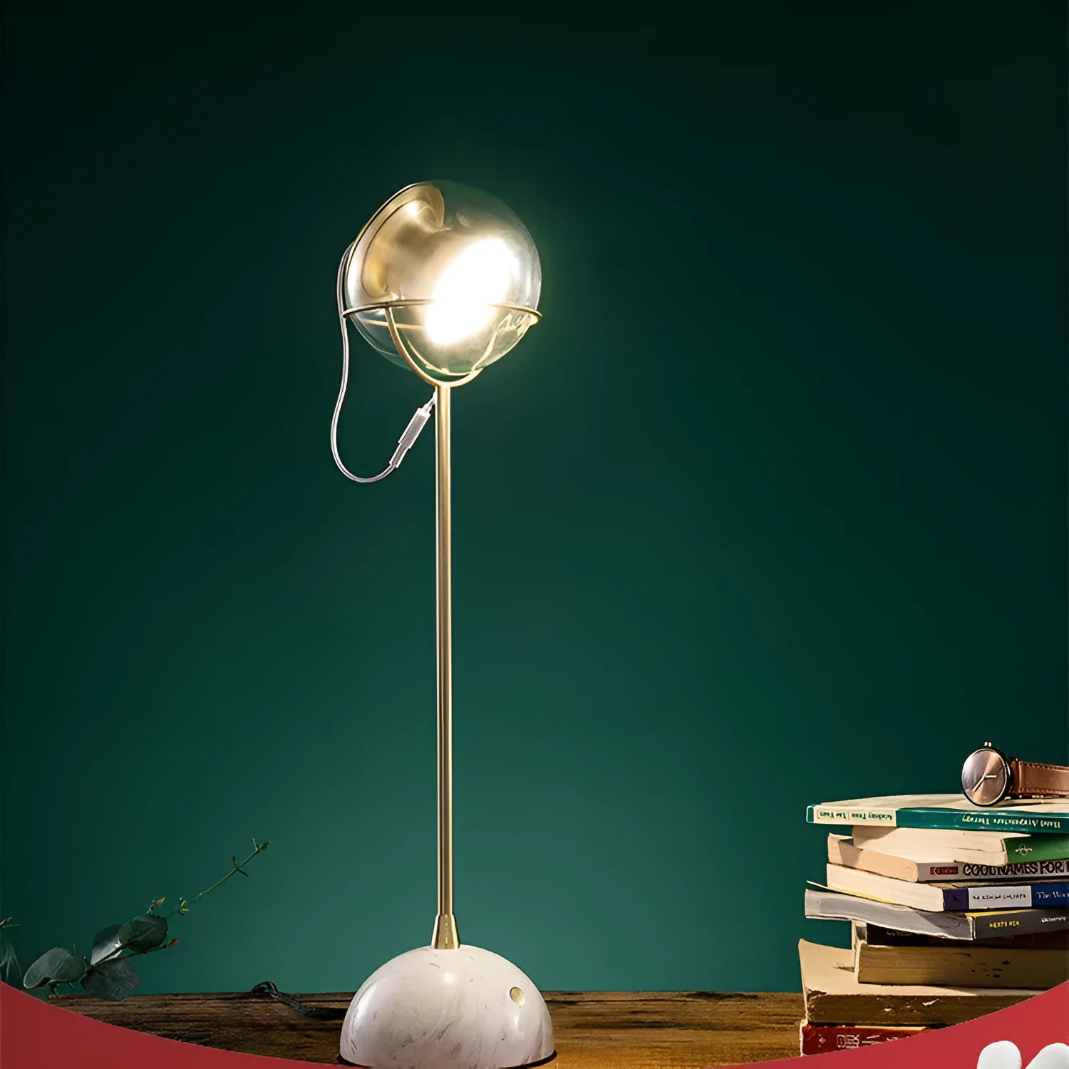 Modern glass desk lamp with touch dimming controls and LED light source