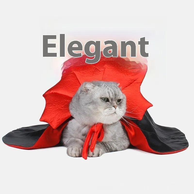 Black and red Halloween pet costume for cats and dogs made from polyester fabric