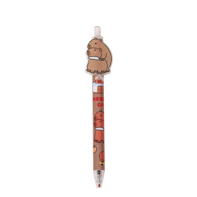 Cartoon bear acrylic paster pressing gel pen set showing 48 pens with plastic shells and carbon black ink