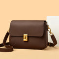 Women's genuine leather messenger retro shoulder bag in black, horizontal square, 24x7x19cm, first layer cowhide