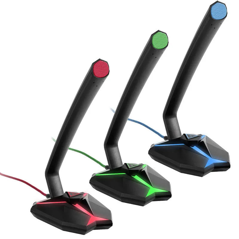 G33 blue omnidirectional USB gaming microphone on desk with 1.5-metre cable