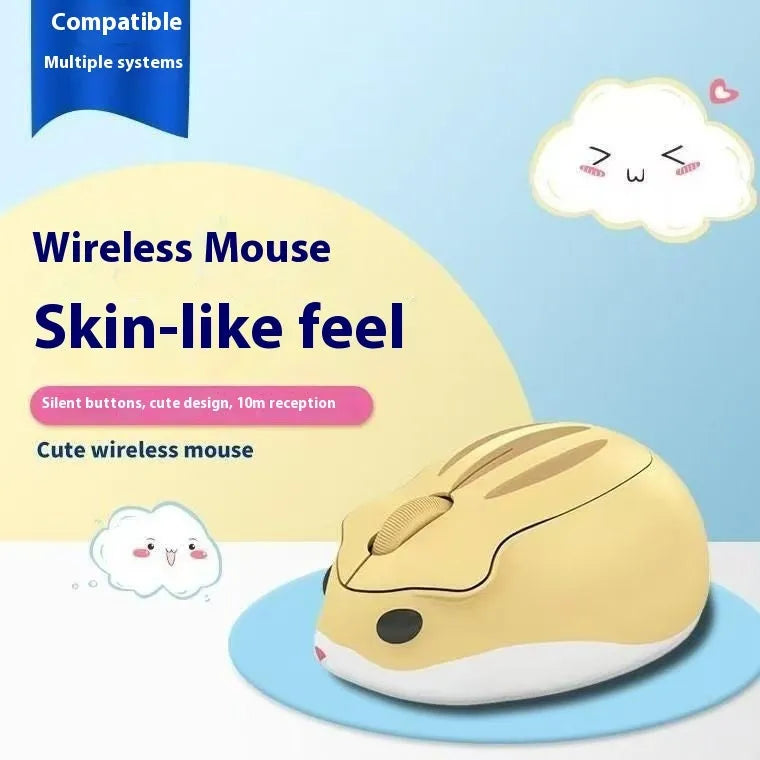 Hamster Wireless Bluetooth Mouse in three colours: yellow, pink, and gray mute options