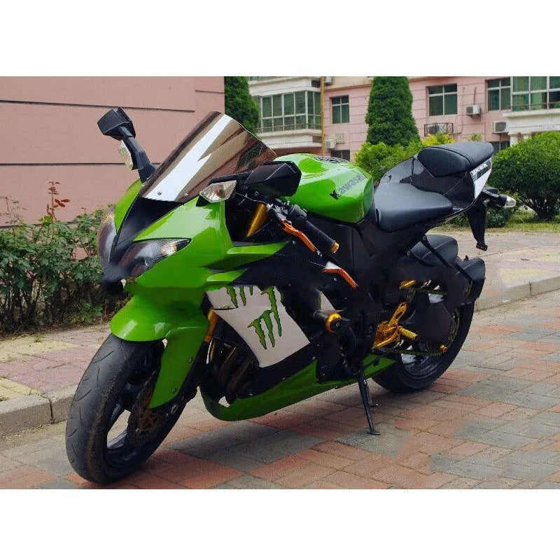 Blue and brown tint motorcycle windscreen for Kawasaki ZX-6R and ZX-10R models.