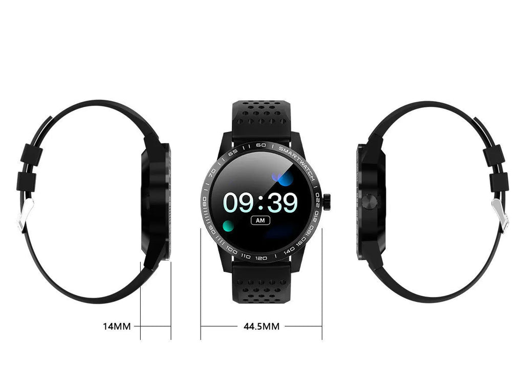 Black smart bracelet with 1.3-inch colour screen showing heart rate monitoring display