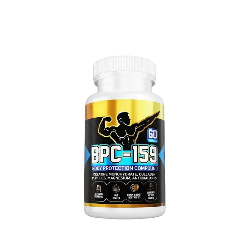 Bottle of body supplement capsules for energy and nutritional support
