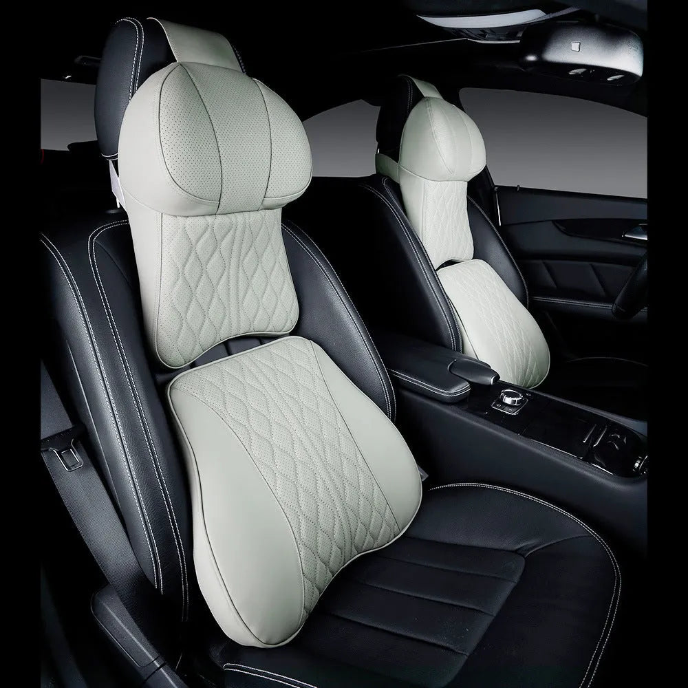 Car neck pillow and lumbar support pillow set with wave pattern in choice of five colours.