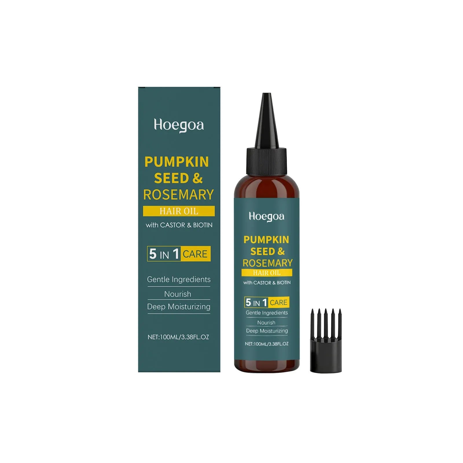 Rosemary hair care essential oil 100ml bottle with pointed applicator and detangling comb
