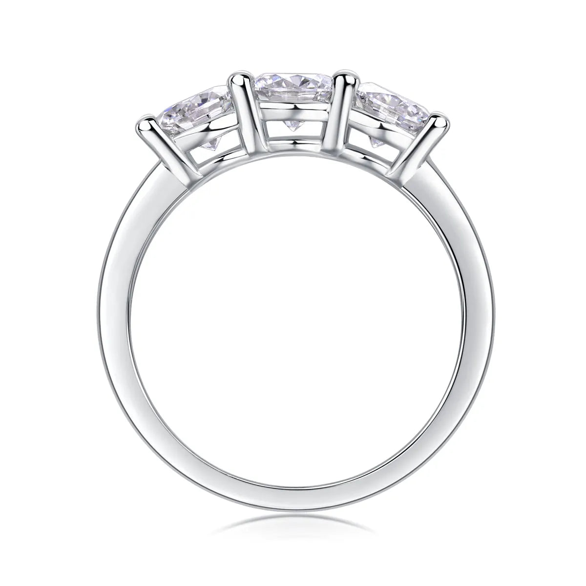 0.5 carat moissanite wedding ring set in S925 silver with platinum plating, gold colour, on white background