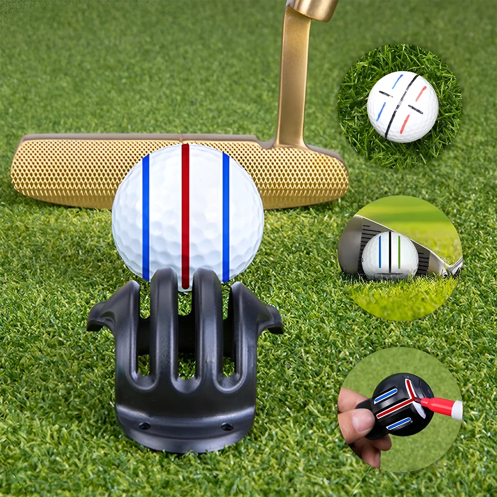 Plastic outdoor golf scriber and putter alignment tool set with multiple drawing pens for ball marking