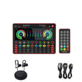 G4 professional sound card mixer with LCD screen, microphone, and remote control for live streaming.