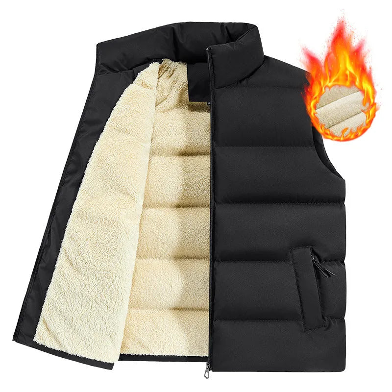 Men's striped polyester vest in black dark blue or red for autumn winter warmth