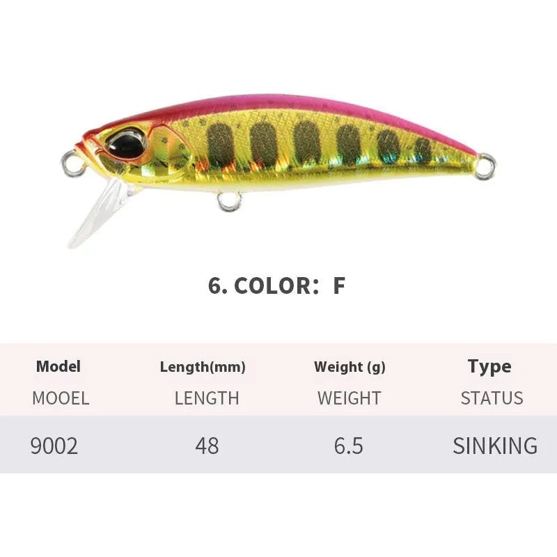 Tossing Japanese Submerged Mino 48mm hard fishing lure in selected colour for mandarin fish and snakehead.