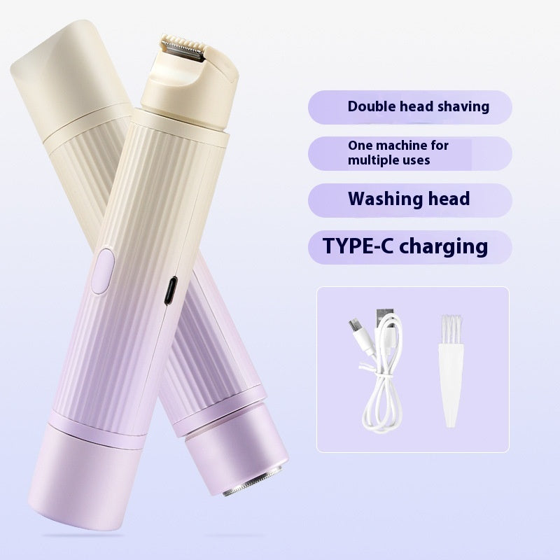 Painless Dual-Head Women's Electric Shaver - Automatic Body Hair Trimmer for Face, Lips, Underarms, Legs & Bikini Line (USB Rechargeable)