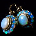 Gold copper opal finish retro exaggerated ethnic style drop earrings with geometric petal design