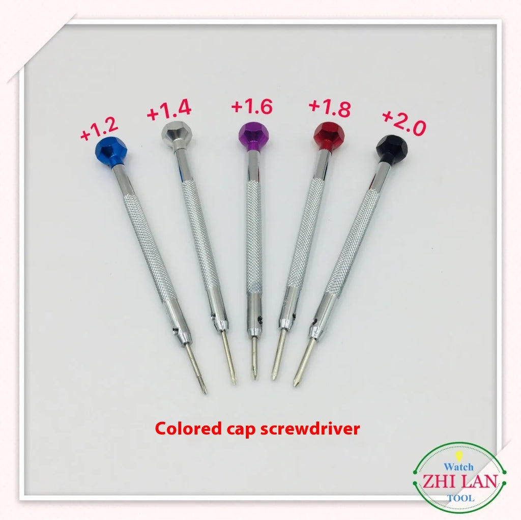 6-piece colour-coded watch repair screwdriver set with aluminium handles
