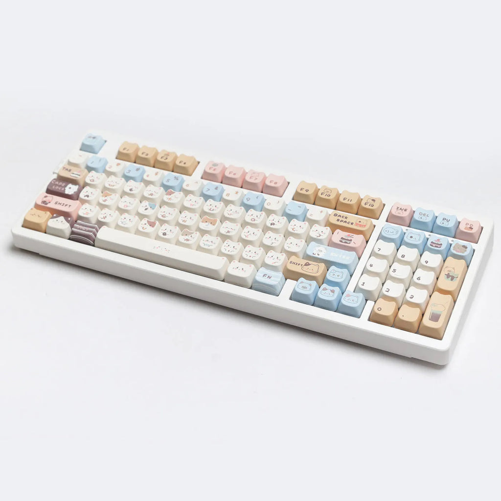 Sea Salt Cat themed PBT key cap set for mechanical keyboards showing two colour suits