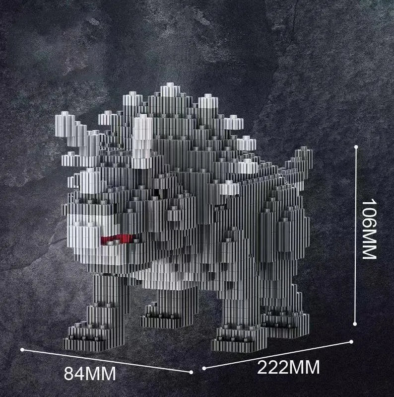Plastic building blocks dinosaur model assembly kit with small diamond particles in colour box packaging