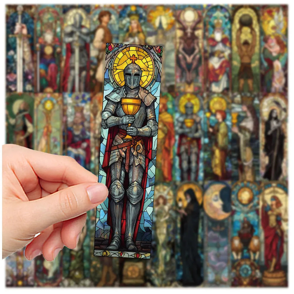 30 painted glass tarot paper bookmarks with cute handmade style designs