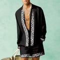 Men's summer casual outfit with slim fit long sleeve shirt and matching loose shorts