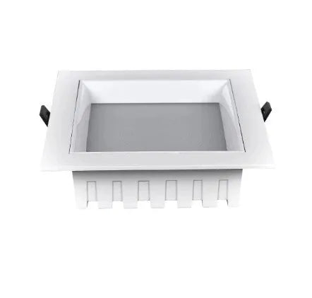Ultra-thin square LED downlight in black finish with aluminium shell for ceiling grid installation