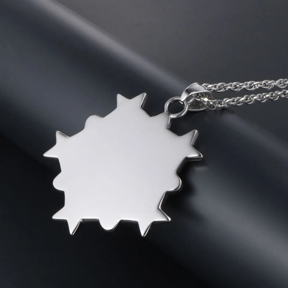 Men's polished stainless steel retro five-pointed star pendant on alloy chain 50cm or 60cm length