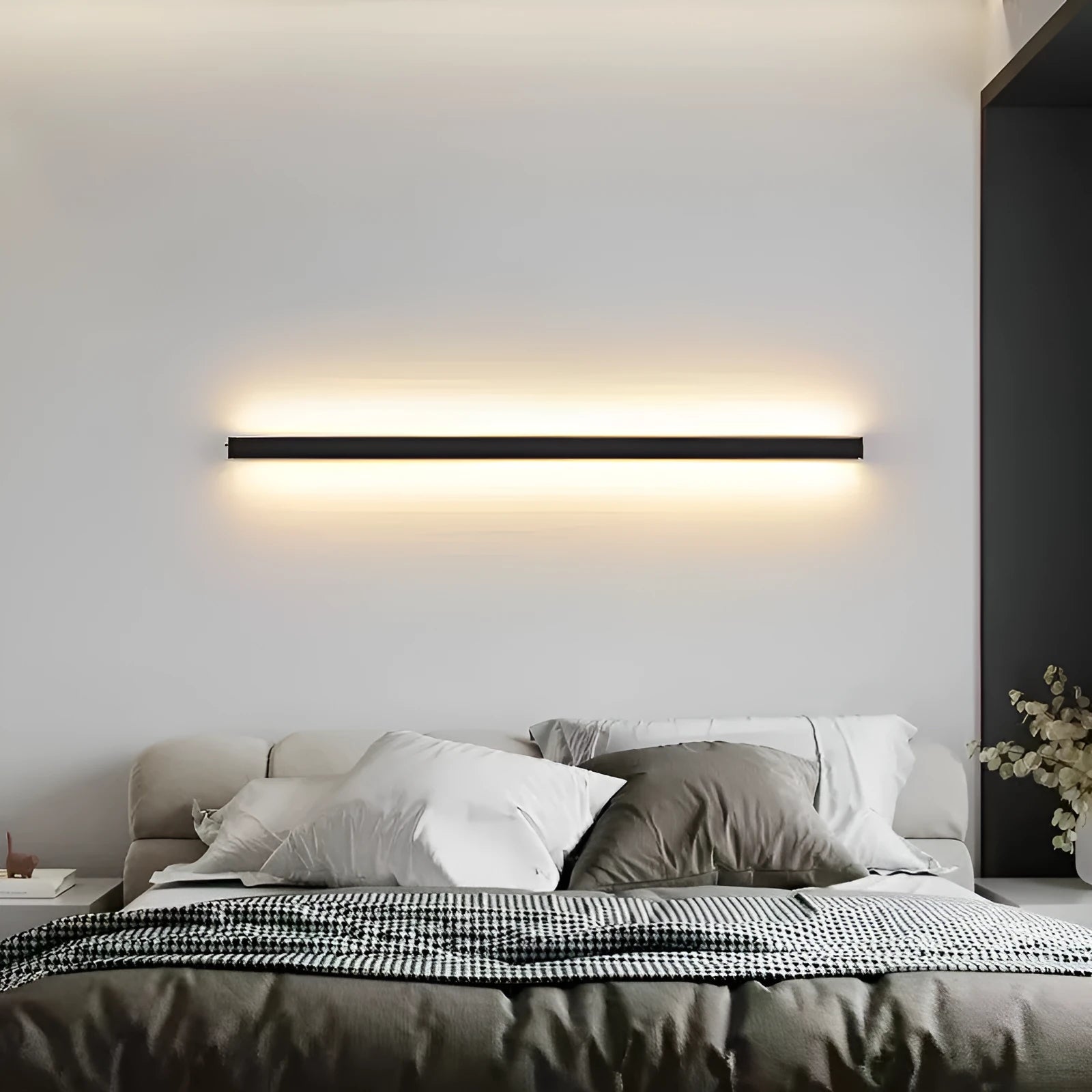 80cm black aluminium LED strip wall lamp with PC shade showing touch colour change controls