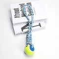 38cm long red and white twisted cotton rope dog toy for tugging with a large breed dog.