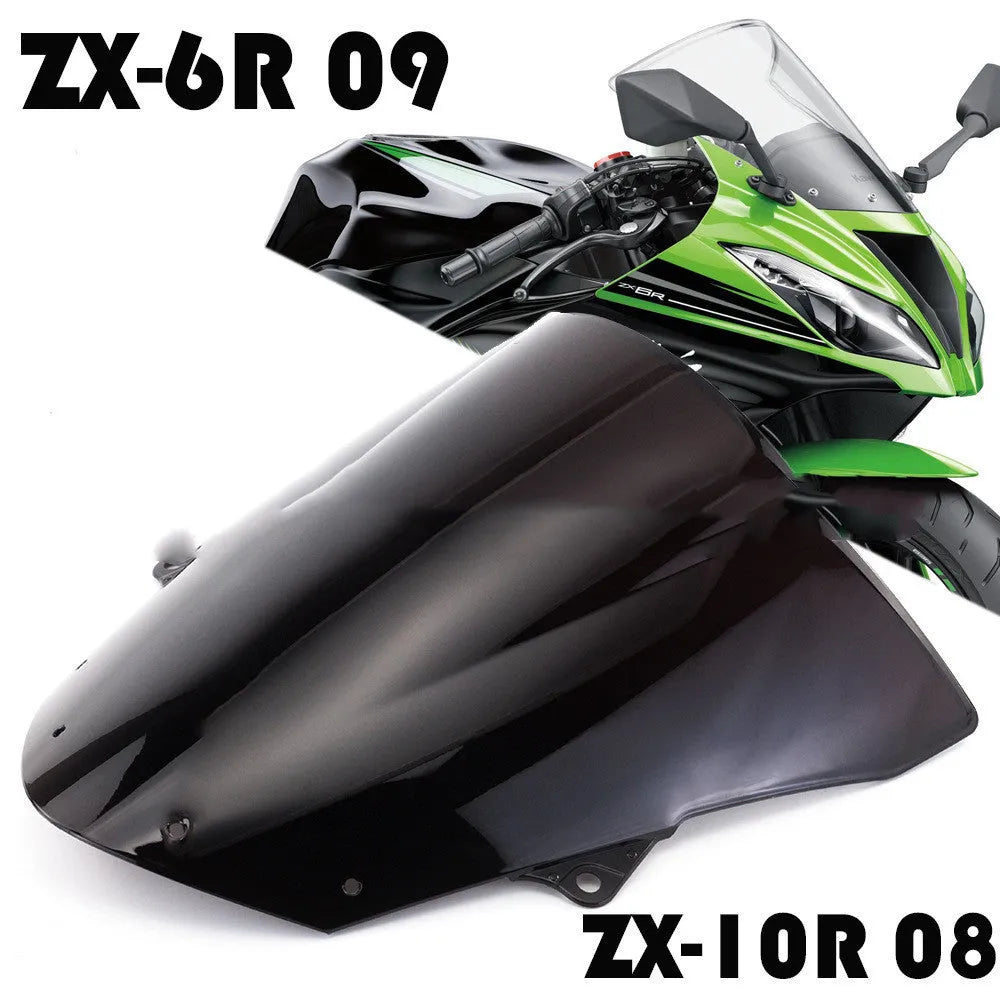 Blue and brown tint motorcycle windscreen for Kawasaki ZX-6R and ZX-10R models.
