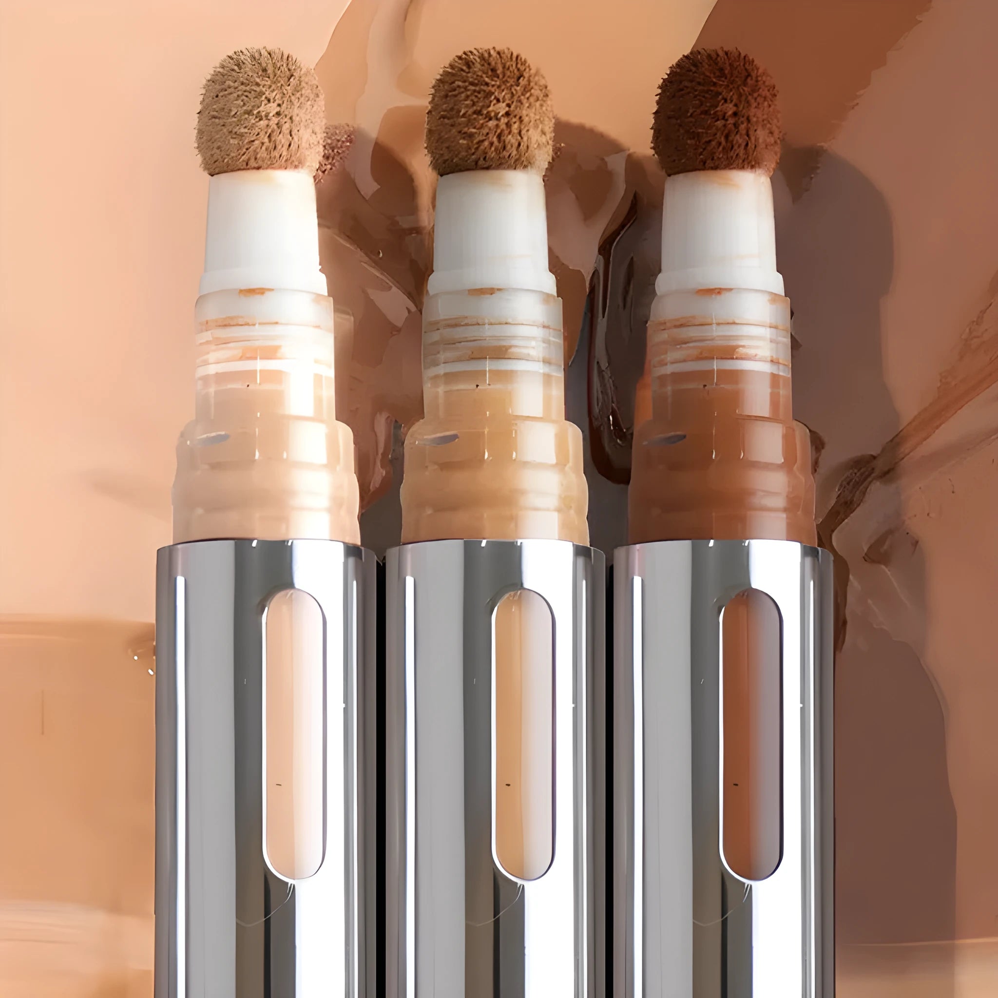 Waterproof contour concealer makeup stick shown in 24 different colour shades for nose and face sculpting.